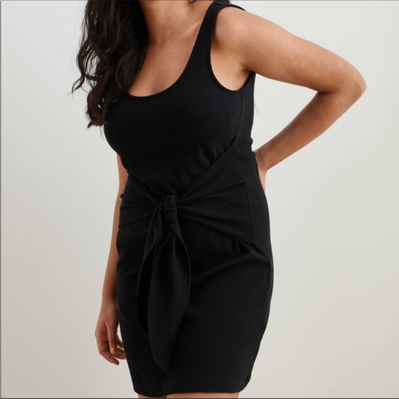 aerie Dresses & Skirts - SALE✨Aerie Ribbed Tie Front Black Dress